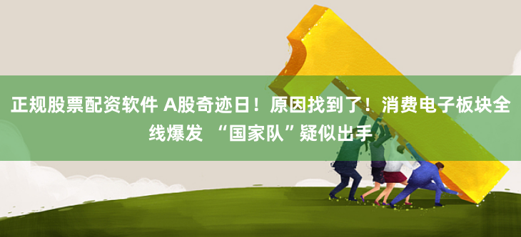 正规股票配资软件 A股奇迹日！原因找到了！消费电子板块全线爆发  “国家队”疑似出手